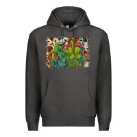 Charcoal Heather watercolor cactus western background Premium Hoodie - BarkalooDesign