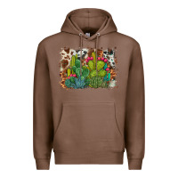 Chestnut watercolor cactus western background Premium Hoodie - BarkalooDesign