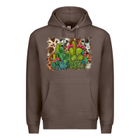 Coffee watercolor cactus western background Premium Hoodie - BarkalooDesign
