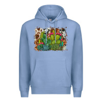 Colony Blue watercolor cactus western background Premium Hoodie - BarkalooDesign