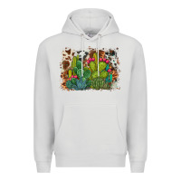 Dove Grey watercolor cactus western background Premium Hoodie - BarkalooDesign