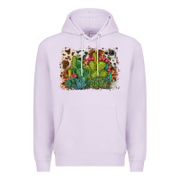 Lilac watercolor cactus western background Premium Hoodie - BarkalooDesign