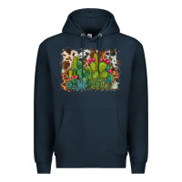 Navy watercolor cactus western background Premium Hoodie - BarkalooDesign
