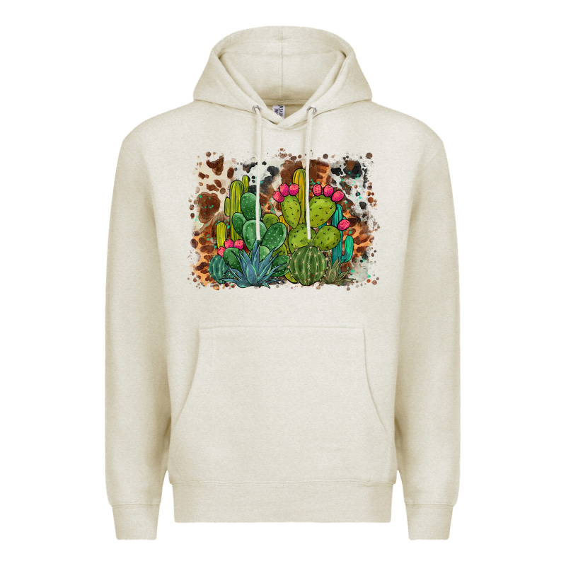 Watercolor Cactus Western Background Premium Hoodie by BarkalooDesign | Teevron