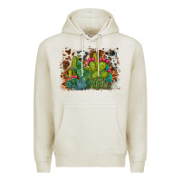 Oatmeal Heather watercolor cactus western background Premium Hoodie - BarkalooDesign