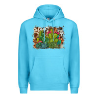 Ocean Blue watercolor cactus western background Premium Hoodie - BarkalooDesign