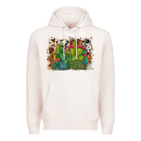 Pale Pink watercolor cactus western background Premium Hoodie - BarkalooDesign