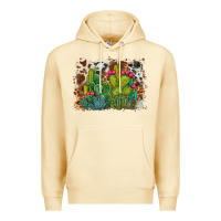 Pina Colada watercolor cactus western background Premium Hoodie - BarkalooDesign