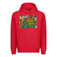 Red watercolor cactus western background Premium Hoodie - BarkalooDesign