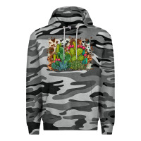 Slate Camo watercolor cactus western background Premium Hoodie - BarkalooDesign