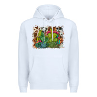 White watercolor cactus western background Premium Hoodie - BarkalooDesign