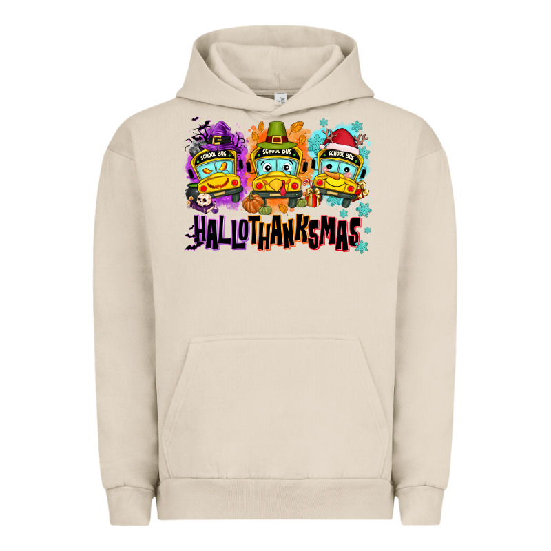 Happy Hallothanksmas School Bus Urban Hoodie by NancyCooperArtShop | Teevron