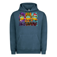 Pigment Midnight Navy Happy Hallothanksmas school bus Urban Hoodie - NancyCooperArtShop