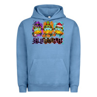 Pigment Pebble Blue Happy Hallothanksmas school bus Urban Hoodie - NancyCooperArtShop