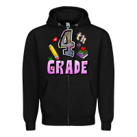 Black Fourth Grade Zipper Hoodie - RanaPortraitStore