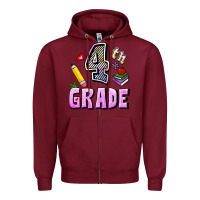 Burgundy Fourth Grade Zipper Hoodie - RanaPortraitStore