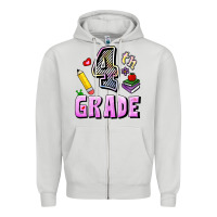 Dove Grey Fourth Grade Zipper Hoodie - RanaPortraitStore