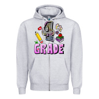 Heather Grey Fourth Grade Zipper Hoodie - RanaPortraitStore