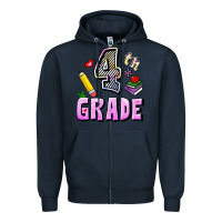 Navy Fourth Grade Zipper Hoodie - RanaPortraitStore