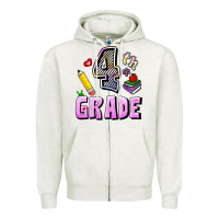 Oatmeal Heather Fourth Grade Zipper Hoodie - RanaPortraitStore