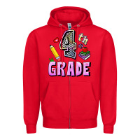 Red Fourth Grade Zipper Hoodie - RanaPortraitStore