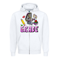 White Fourth Grade Zipper Hoodie - RanaPortraitStore
