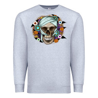 Heather Grey Halloween Skeleton Premium Sweatshirt - CowhideDigitalArt