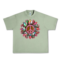 Oil Green sunflower and tie dye with peace sign Urban Heavy Tee - Artiststas