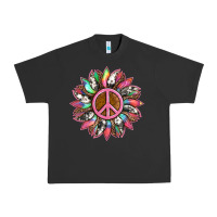 Pigment Black sunflower and tie dye with peace sign Urban Heavy Tee - Artiststas