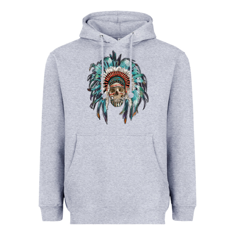 Indian Headdress With Native American Skull Heavyweight Hoodie by RanaPortraitStore | Teevron