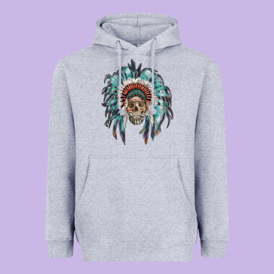 Indian Headdress With Native American Skull Heavyweight Hoodie Designed By Ranaportraitstore