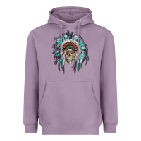 Lavender indian headdress with native american skull Heavyweight Hoodie - RanaPortraitStore