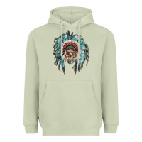 Matcha indian headdress with native american skull Heavyweight Hoodie - RanaPortraitStore