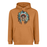 Meerkat indian headdress with native american skull Heavyweight Hoodie - RanaPortraitStore