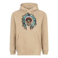 Mushroom indian headdress with native american skull Heavyweight Hoodie - RanaPortraitStore