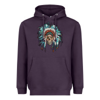 Plum indian headdress with native american skull Heavyweight Hoodie - RanaPortraitStore