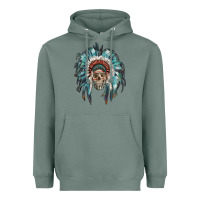 Sage indian headdress with native american skull Heavyweight Hoodie - RanaPortraitStore