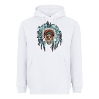 White indian headdress with native american skull Heavyweight Hoodie - RanaPortraitStore