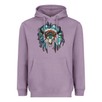 Lavender indian headdress with bull skull Heavyweight Hoodie - RanaPortraitStore