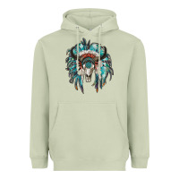 Matcha indian headdress with bull skull Heavyweight Hoodie - RanaPortraitStore