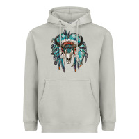 Moon Dust indian headdress with bull skull Heavyweight Hoodie - RanaPortraitStore