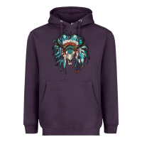Plum indian headdress with bull skull Heavyweight Hoodie - RanaPortraitStore