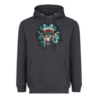 Smoke indian headdress with bull skull Heavyweight Hoodie - RanaPortraitStore