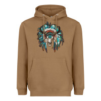 Toasted Coconut indian headdress with bull skull Heavyweight Hoodie - RanaPortraitStore