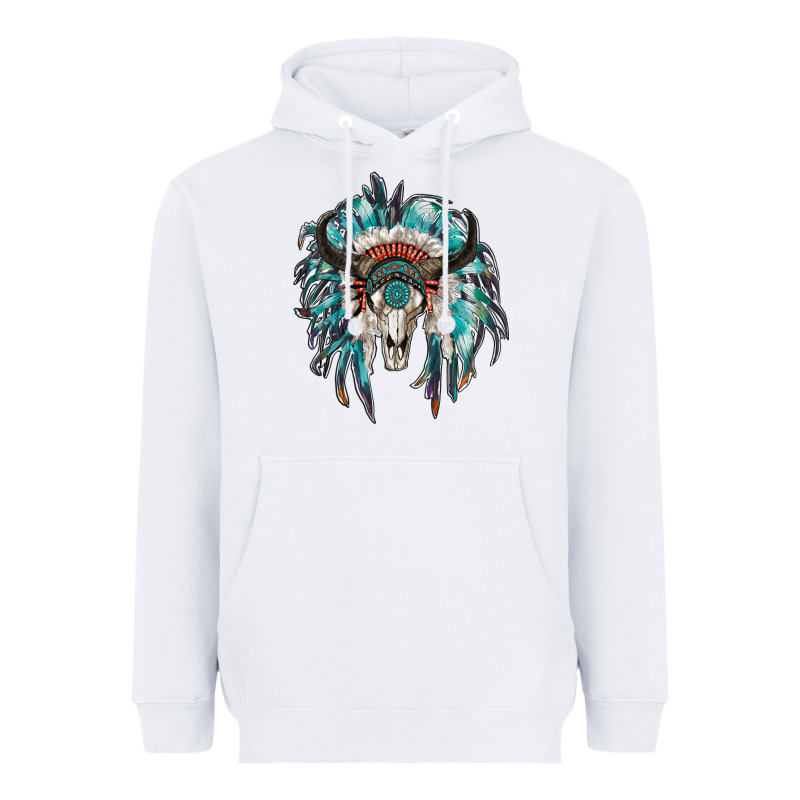 Indian Headdress With Bull Skull Heavyweight Hoodie by RanaPortraitStore | Teevron