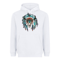 White indian headdress with bull skull Heavyweight Hoodie - RanaPortraitStore