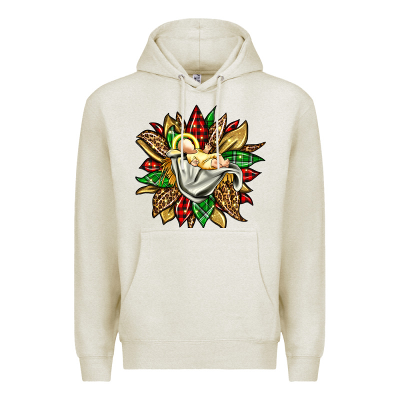 Christmas Baby Jesus Sunflower Premium Hoodie by Jasminsmagicworld | Teevron