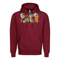 Burgundy hippie coffee cups Zipper Hoodie - texasbilliewilder