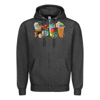 Charcoal Heather hippie coffee cups Zipper Hoodie - texasbilliewilder