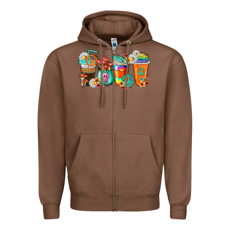 Hippie Coffee Cups Zipper Hoodie by texasbilliewilder | Teevron